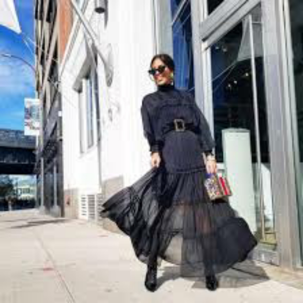 ULI HERZNER Valentina Black Silk Maxi Dress